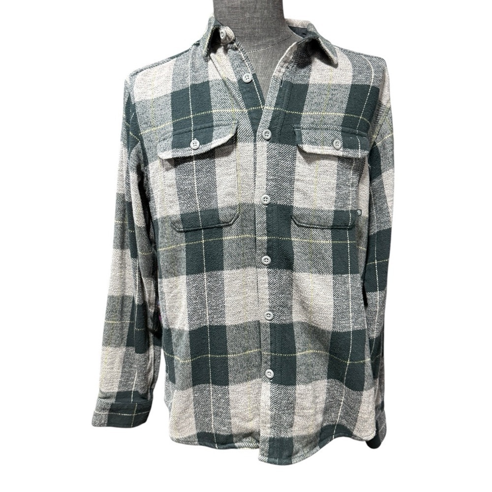 Mountain Hardwear Plaid Button Down Flannel Sz Small Cotton Gray Shacket Outdoor